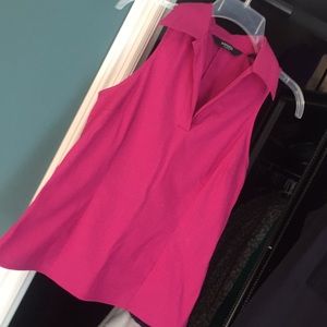 Express Magenta Collared Sleeveless Stretch Top